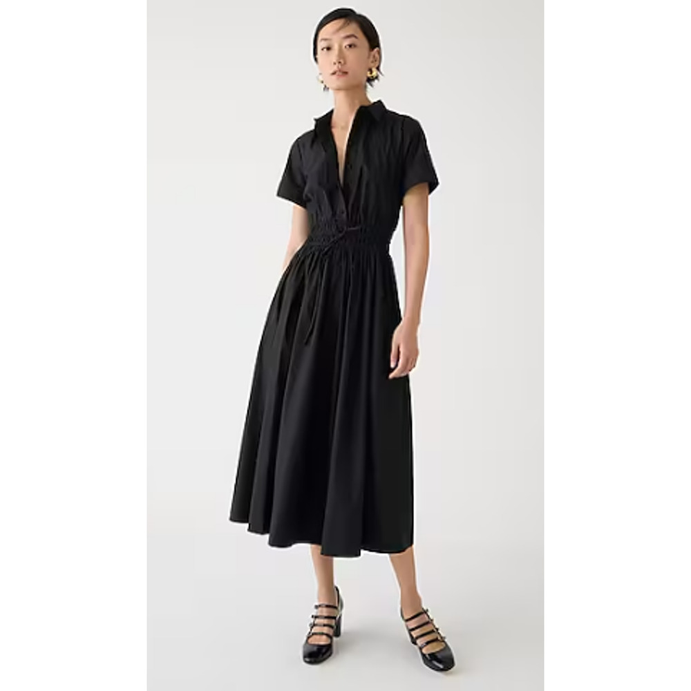 J. Crew Elena shirtdress in cotton poplin Black 6 NWT